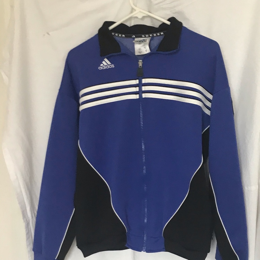 Adidas blue zip up soccer jacket boys XL